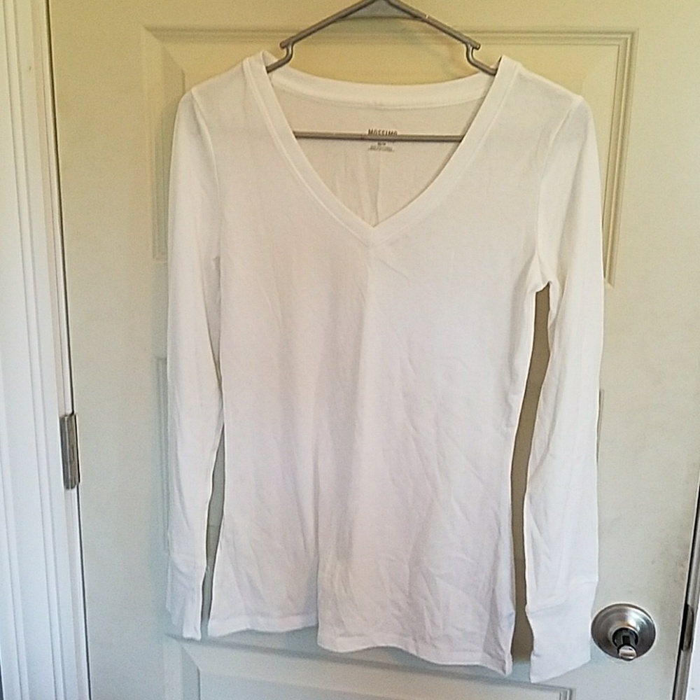 Mossimo Supply Co. White Long Sleeve V-Neck
